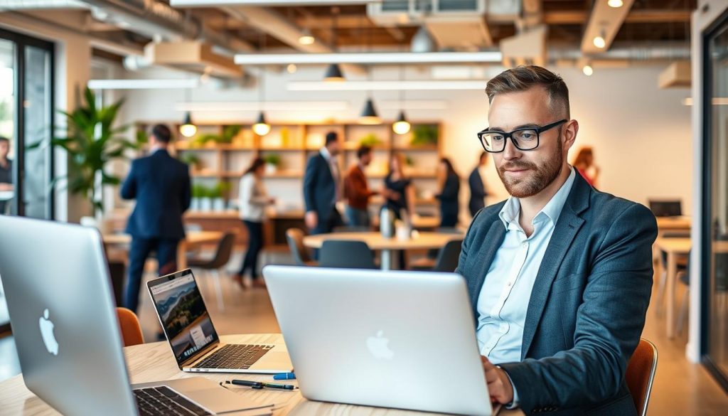 Image of a consultant working in a co-working space in Montpellier