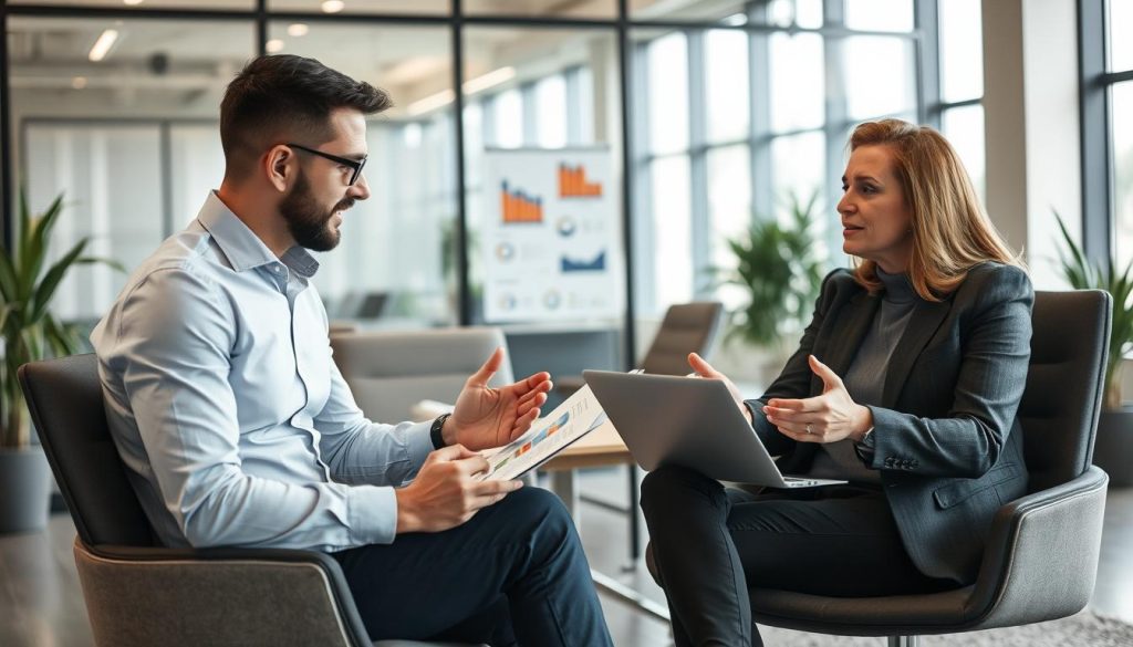 Image of a consultant working with a client