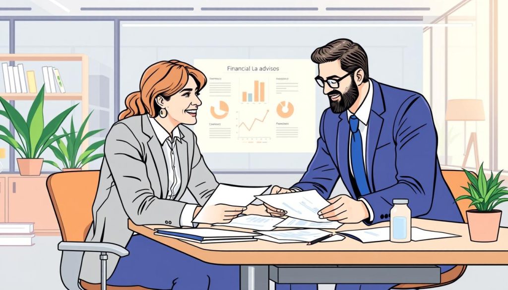 Image of a financial advisor working with an independent professional in France