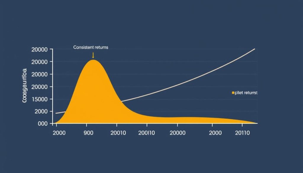 Image of a graph showing the steady returns of fixed-income securities