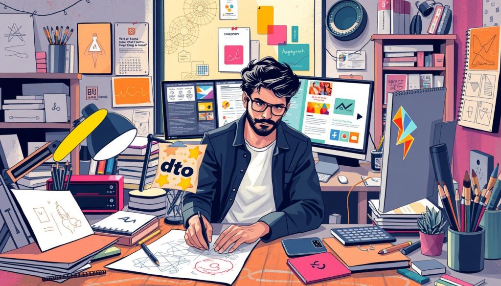 Image of a graphic designer working on a creative project