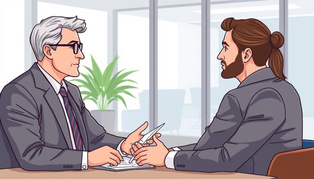 Image of a professional explaining legal obligations to a client