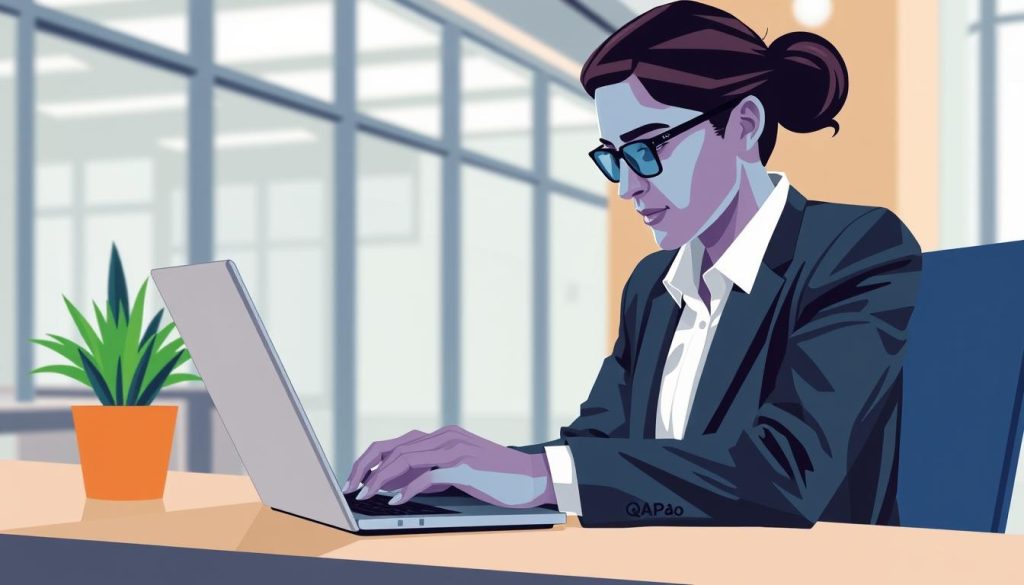 Image of a professional using Qapa's digital platform on a laptop