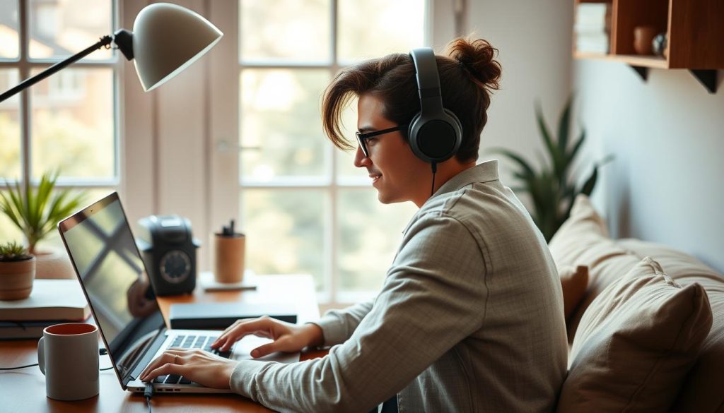 Image of a remote worker using essential tools for productivity