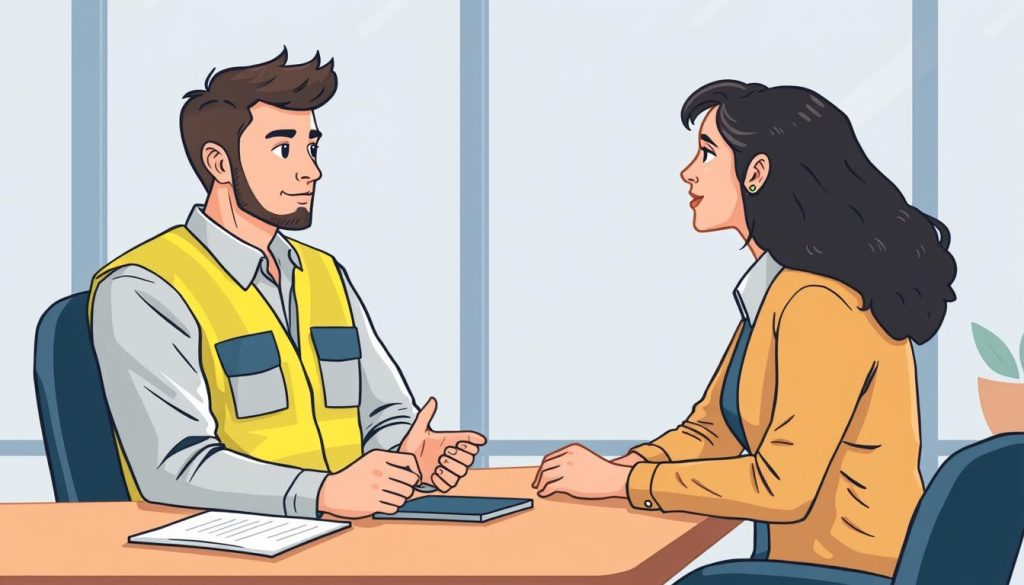 Image of a temporary worker receiving career guidance