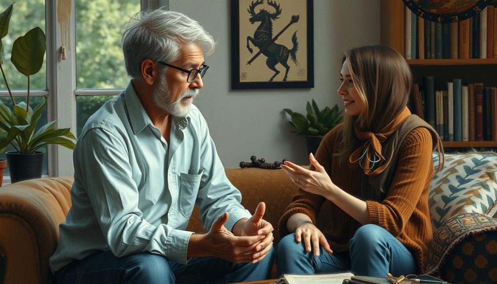Image représentant un mentor et son protégé en discussion