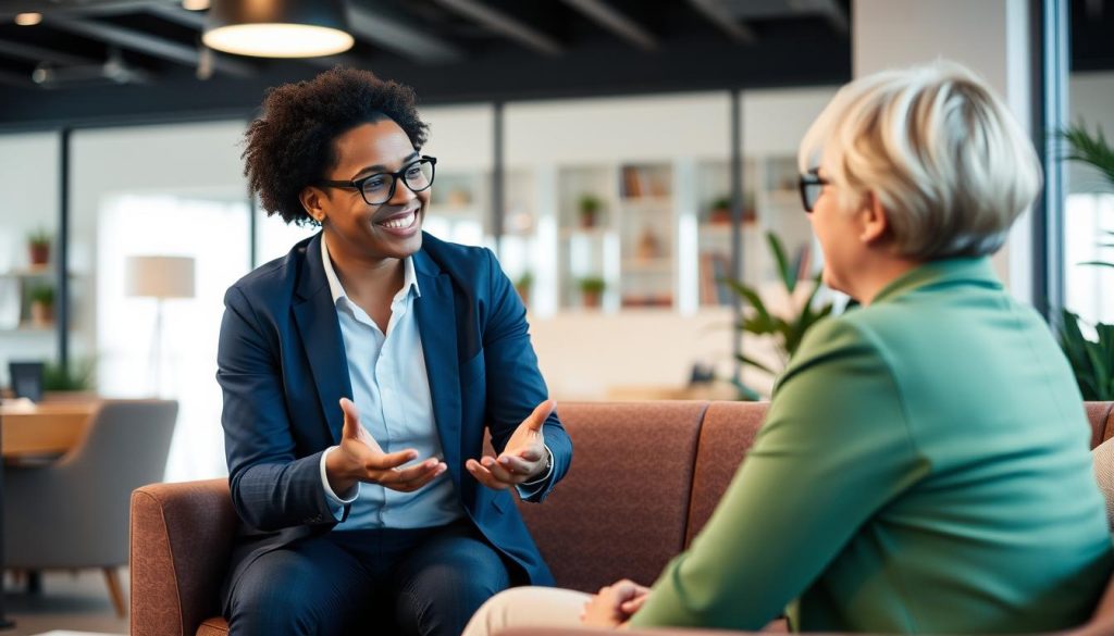 Image représentant un professionnel en train d'écouter activement un client