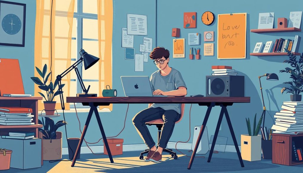 Image représentant un travailleur indépendant dans son espace de travail