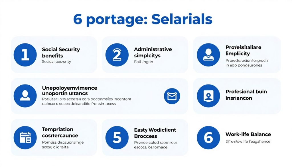 Infographie présentant les principaux avantages du portage salarial pour les consultants indépendants