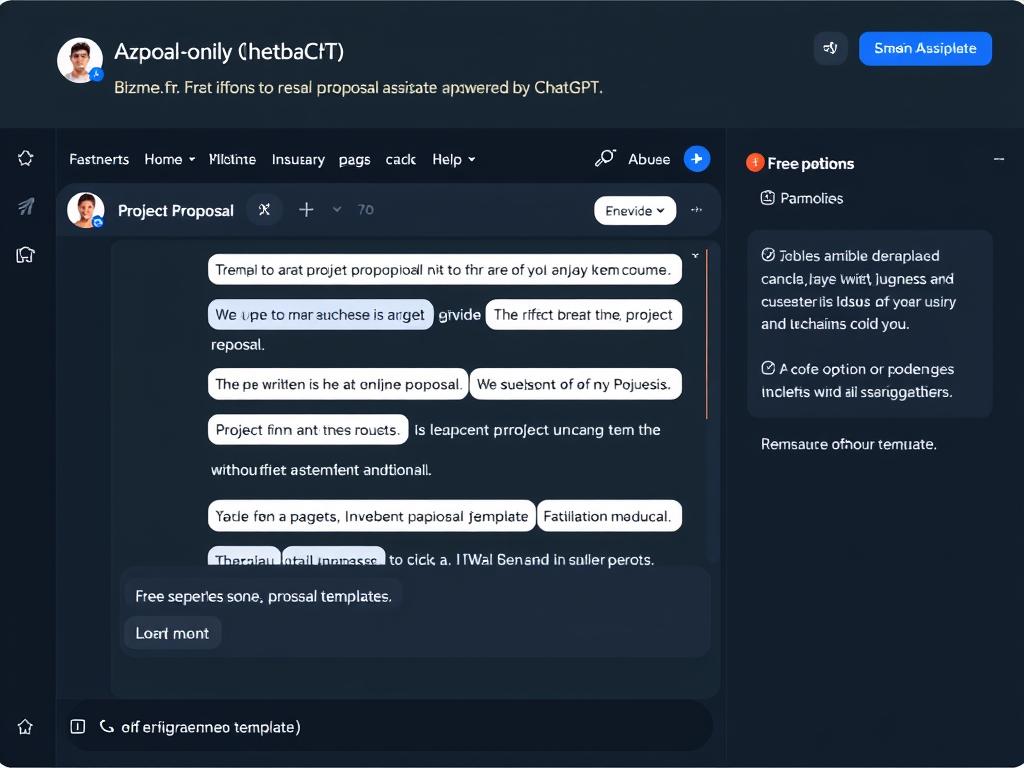 Interface d'aide à la rédaction avec ChatGPT sur Bizme.fr