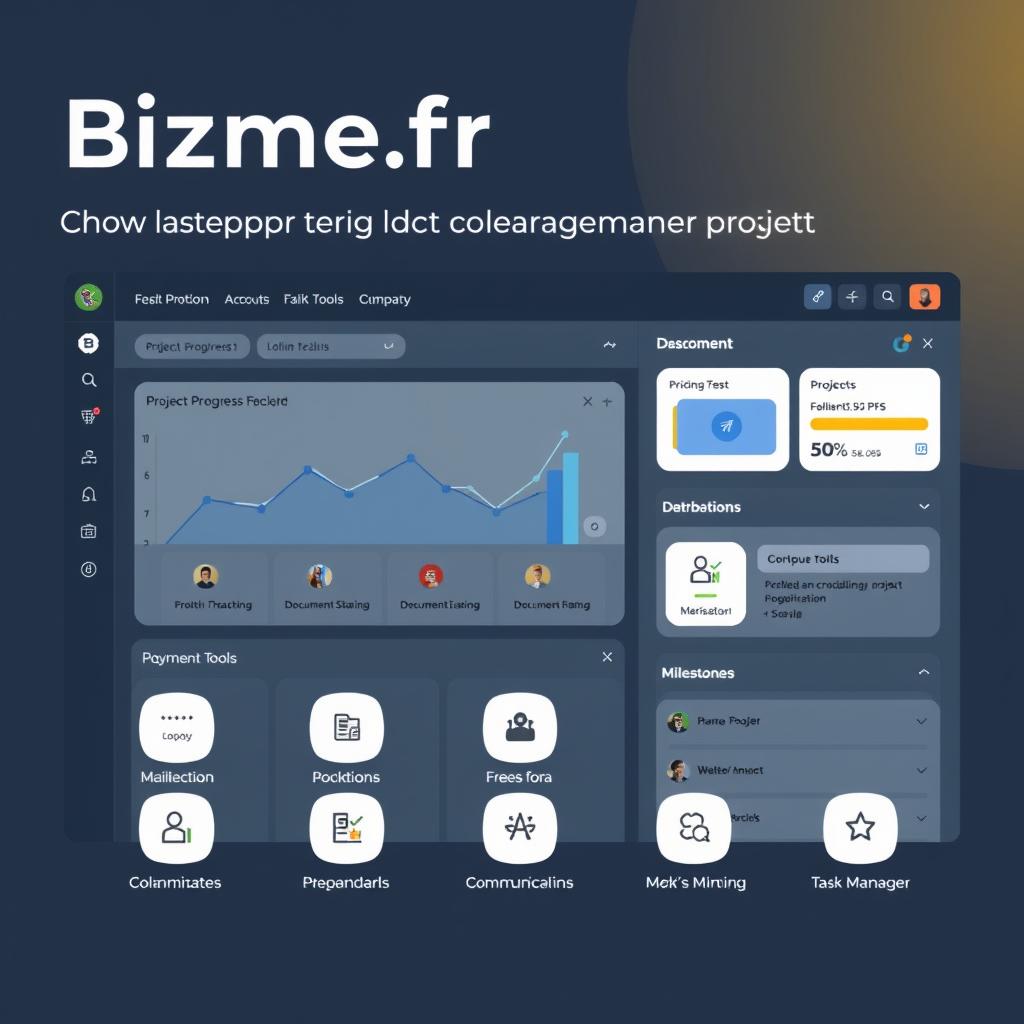 Interface de gestion de projet sur la plateforme freelance avec IA Bizme.fr Interface de gestion de projet sur la plateforme freelance avec IA Bizme.fr