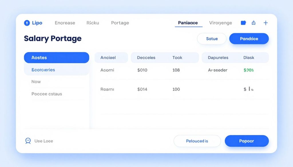 Interface utilisateur de la plateforme de portage salarial automatisé montrant le tableau de bord principal