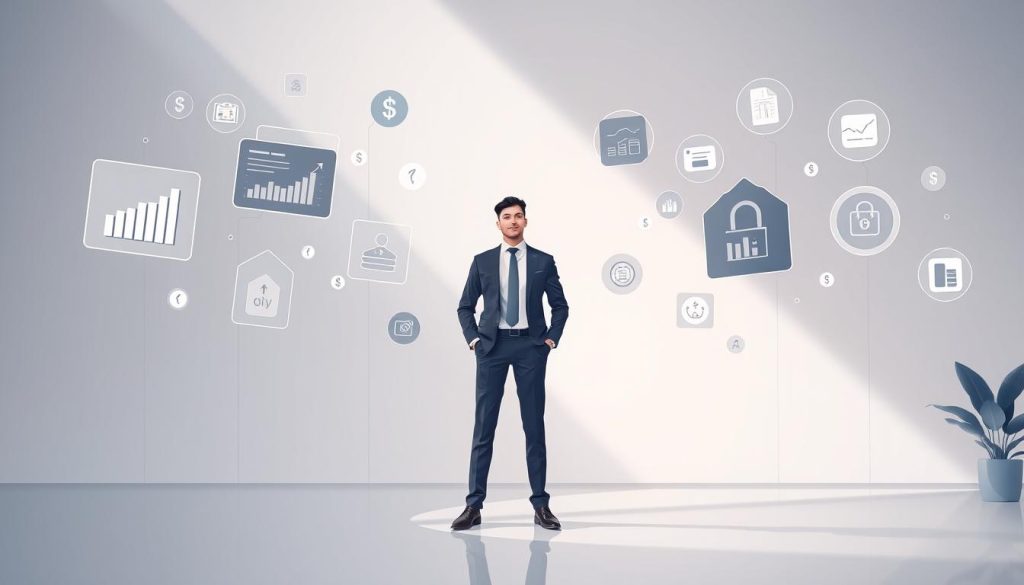 Optimisation rémunération portage salarial: a sleek, minimalist illustration showcasing Umalis Group's expertise in this domain. A well-dressed professional stands in a modern office setting, surrounded by floating data visualizations and financial icons, conveying the optimization and security of compensation in the context of the gig economy. Soft, directional lighting creates a serene, aspirational atmosphere, while a muted color palette of greys, blues, and metallics reinforces the professionalism and sophistication of the subject matter. Optimisation rémunération portage salarial: a sleek, minimalist illustration showcasing Umalis Group's expertise in this domain. A well-dressed professional stands in a modern office setting, surrounded by floating data visualizations and financial icons, conveying the optimization and security of compensation in the context of the gig economy. Soft, directional lighting creates a serene, aspirational atmosphere, while a muted color palette of greys, blues, and metallics reinforces the professionalism and sophistication of the subject matter.