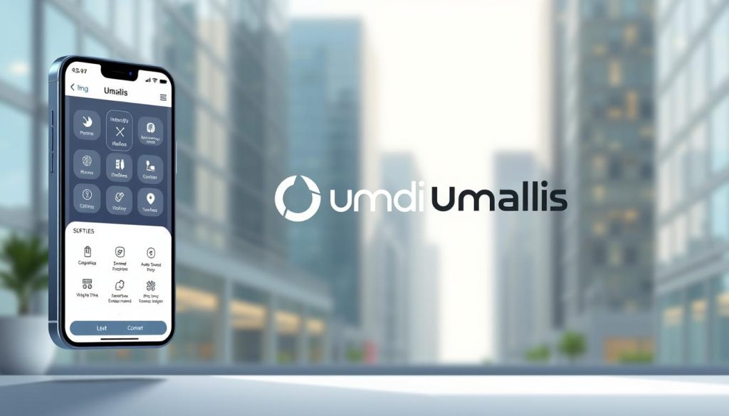 Prompt A highly intuitive mobile interface for users, with a clean and modern design. The foreground features a smartphone display showcasing a seamless navigation experience, with intuitive icons and an easy-to-use menu. The middle ground showcases the Umalis Group brand identity, with a sleek logo and subtle branding elements. The background depicts a soft, blurred cityscape, creating a sense of depth and context. The lighting is soft and diffused, creating a calming and professional atmosphere. The overall composition emphasizes the importance of mobile-first design and user-centric experiences.
