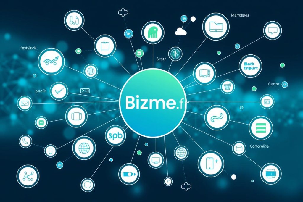Représentation du réseau de partenaires de la plateforme freelance avec IA Bizme.fr Représentation du réseau de partenaires de la plateforme freelance avec IA Bizme.fr