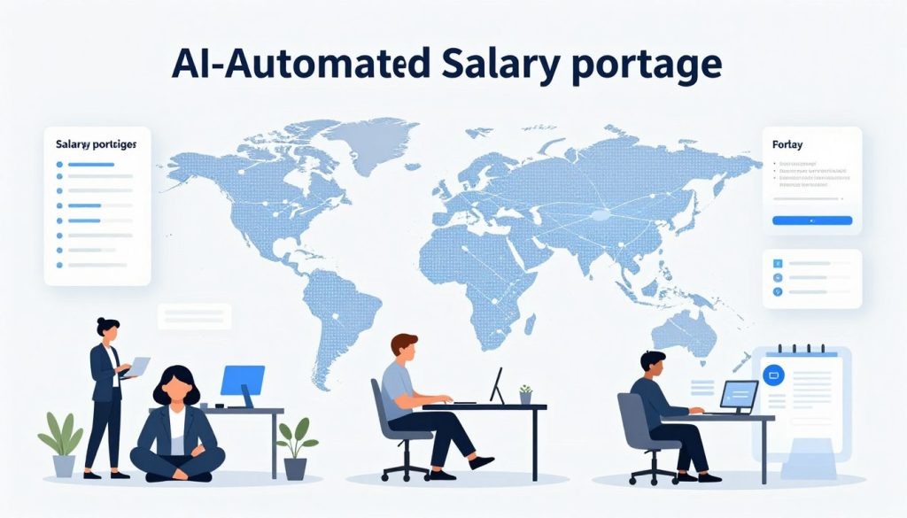 Représentation futuriste de l'évolution du portage salarial automatisé par intelligence artificielle