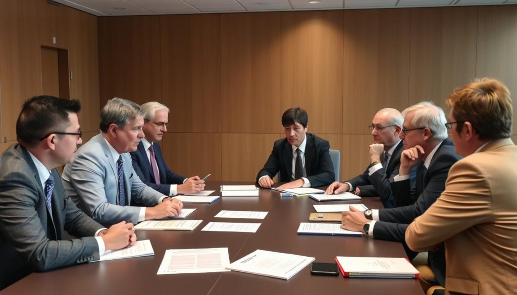 Réunion des partenaires sociaux discutant de la réforme des ruptures conventionnelles