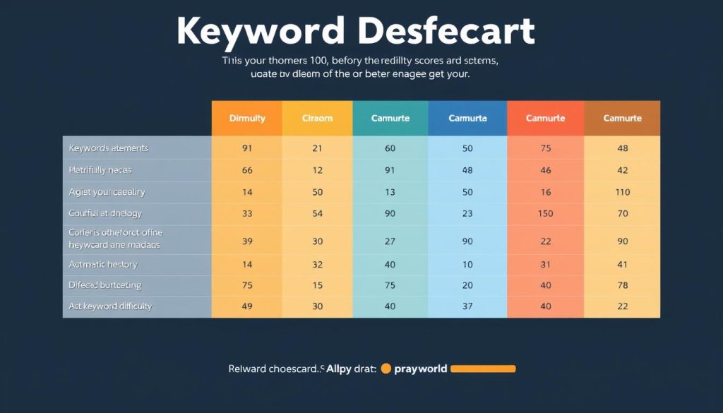 Show a scorecard evaluating keyword difficulty.