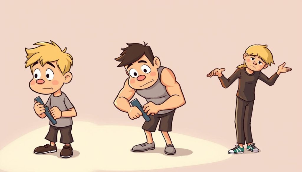 Stages of motor learning: A triptych depicting the journey of skill acquisition. In the foreground, a beginner tentatively grasps a tool, uncertainty etched on their face. The middle ground shows the learner in deep concentration, muscles tense as they refine their technique. In the background, a confident expert effortlessly navigates the task, their movements fluid and graceful. Soft, warm lighting illuminates the progression, casting shadows that hint at the mental effort required. The composition emphasizes the transformation from novice to master, a visual metaphor for the strategic skill development outlined in the article.