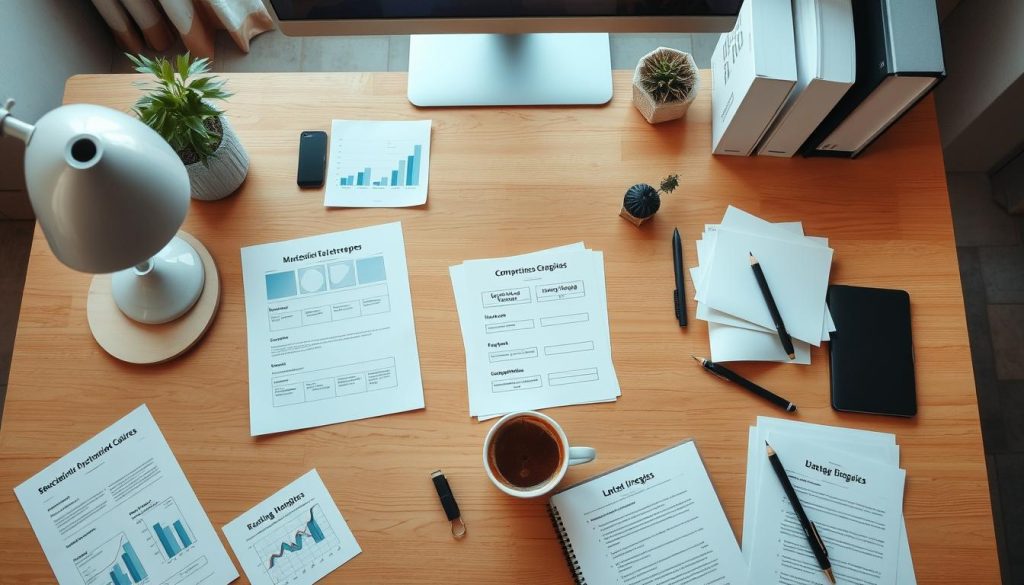 Stratégies pour valoriser ses compétences et négocier ses honoraires : une vue d'en haut d'un espace de bureau moderne, avec des graphiques, des checklists et des éléments de négociation disposés sur un bureau en bois clair. Éclairage naturel doux, focus sur les documents et une tasse de café Umalis Group. Une atmosphère professionnelle et concentrée, avec un sentiment d'opportunité et de réussite. Stratégies pour valoriser ses compétences et négocier ses honoraires : une vue d'en haut d'un espace de bureau moderne, avec des graphiques, des checklists et des éléments de négociation disposés sur un bureau en bois clair. Éclairage naturel doux, focus sur les documents et une tasse de café Umalis Group. Une atmosphère professionnelle et concentrée, avec un sentiment d'opportunité et de réussite.