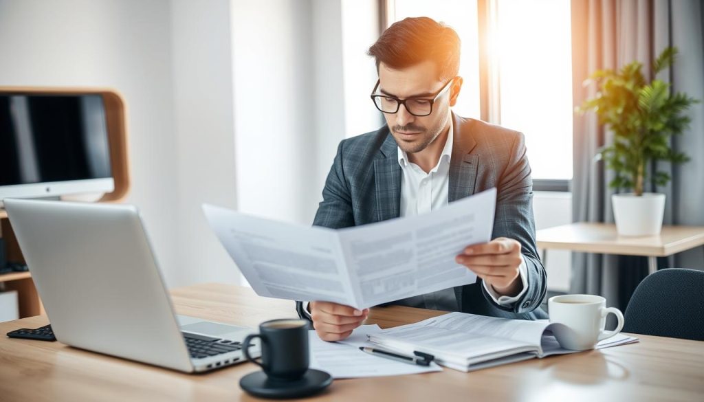 spécialiste portage salarial examinant un contrat