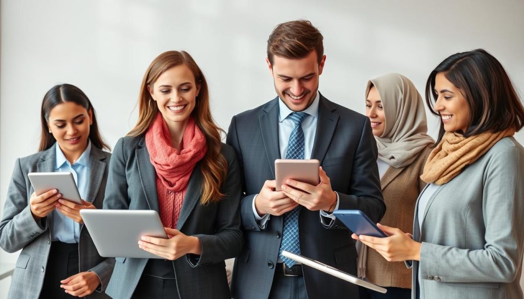 صورة تمثل المهنيين المستقلين يستخدمون القنوات الرقمية لتعزيز ظهورهم المهني