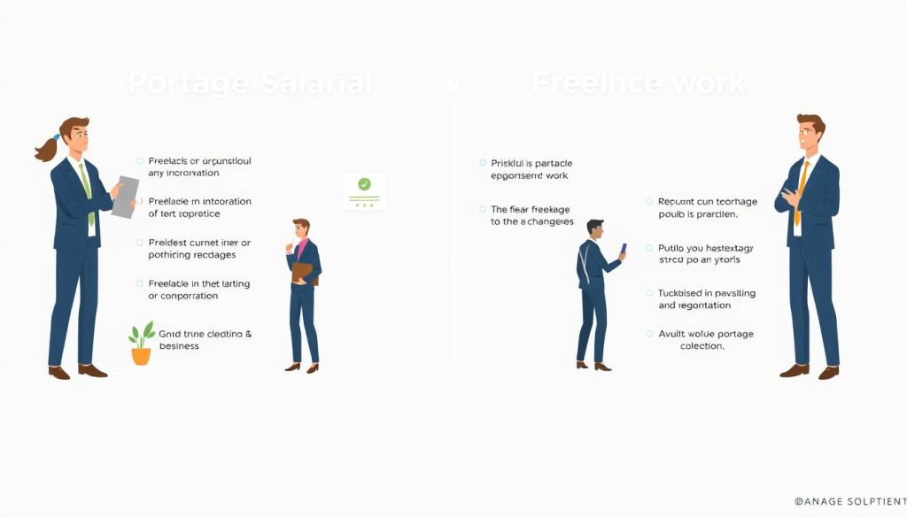 صورة تمثل مقارنة بين Portage Salarial والعمل الحر